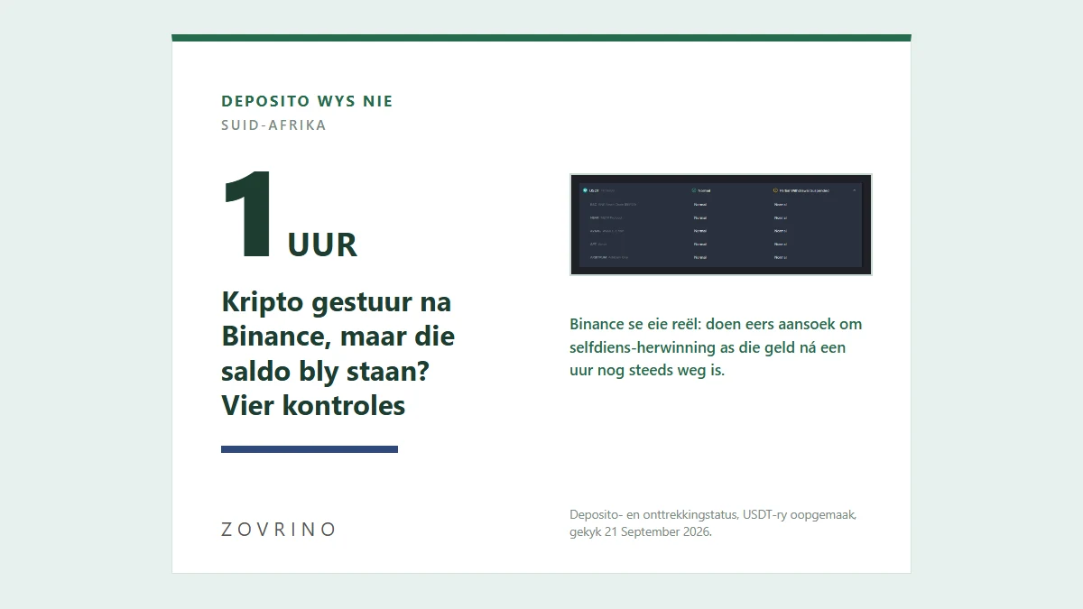Kripto na Binance gestuur, maar niks wys nie? Vier kontroles voor jy aansoek doen