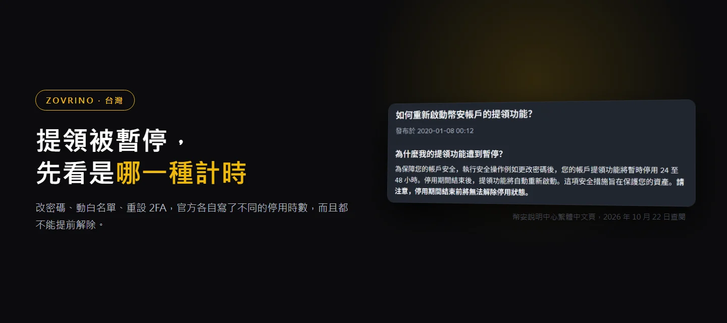 幣安提領功能被暫停了？24、48、72 小時各是哪一種原因